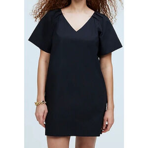 Madewell V Neck Mini Short Sleeve Trendy Going Out Shirt Dress US Womens XXS New